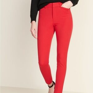 Red High Rise Pixie Skinny Ankle Pants